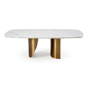 Reynold - Glam Faux Marble + Gold Stainless Steel 94-Inch Dining Table