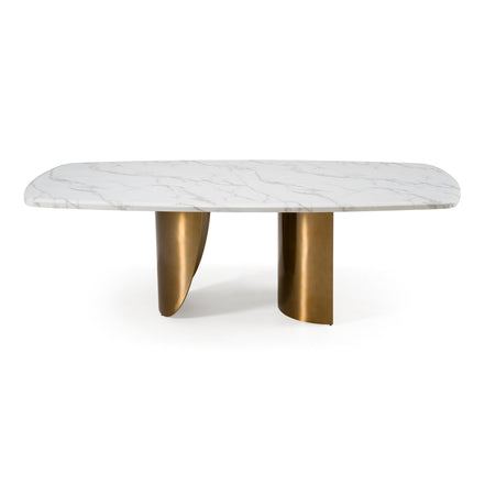 Reynold - Glam Faux Marble + Gold Stainless Steel 94-Inch Dining Table