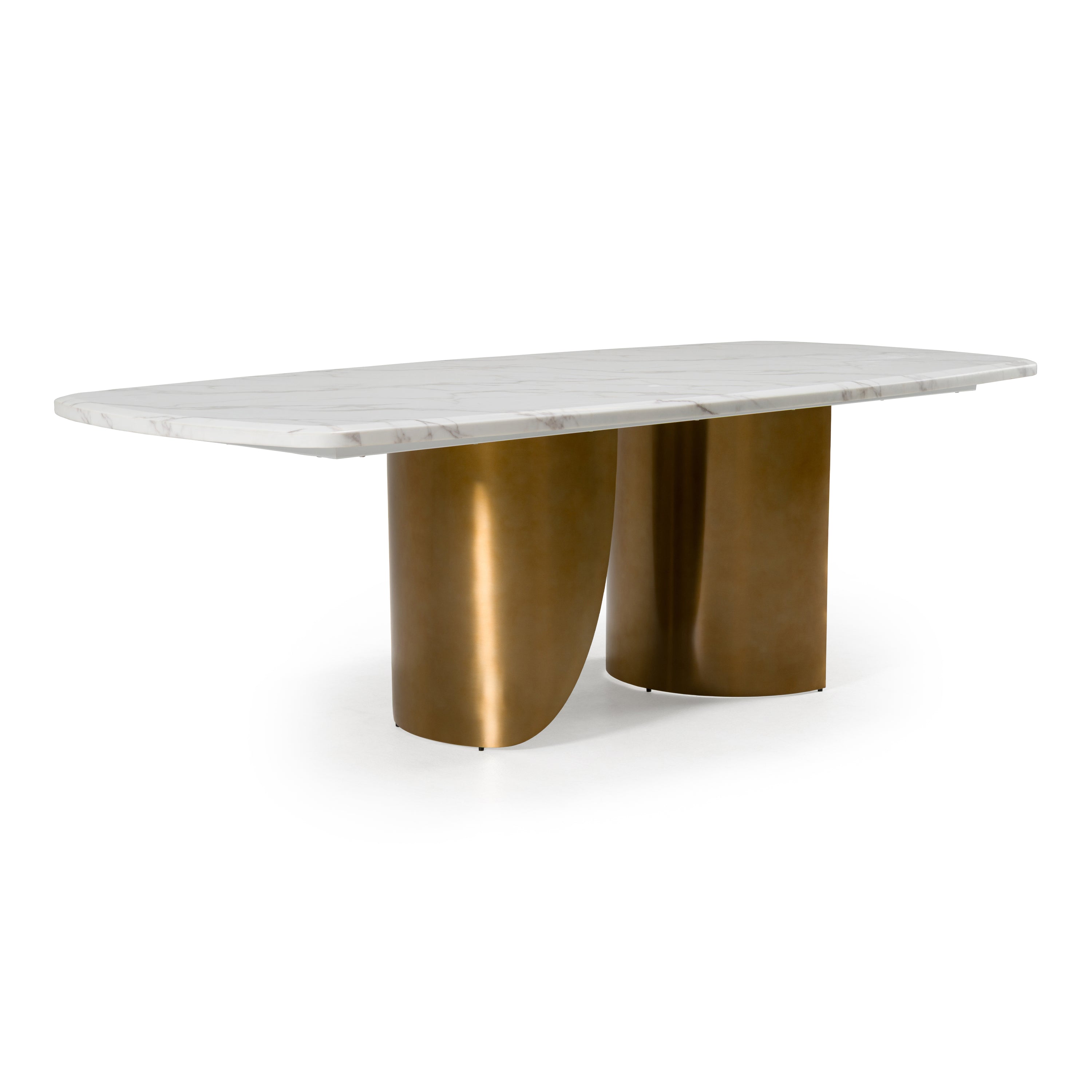 Reynold - Glam Faux Marble + Gold Stainless Steel 94-Inch Dining Table - image 2