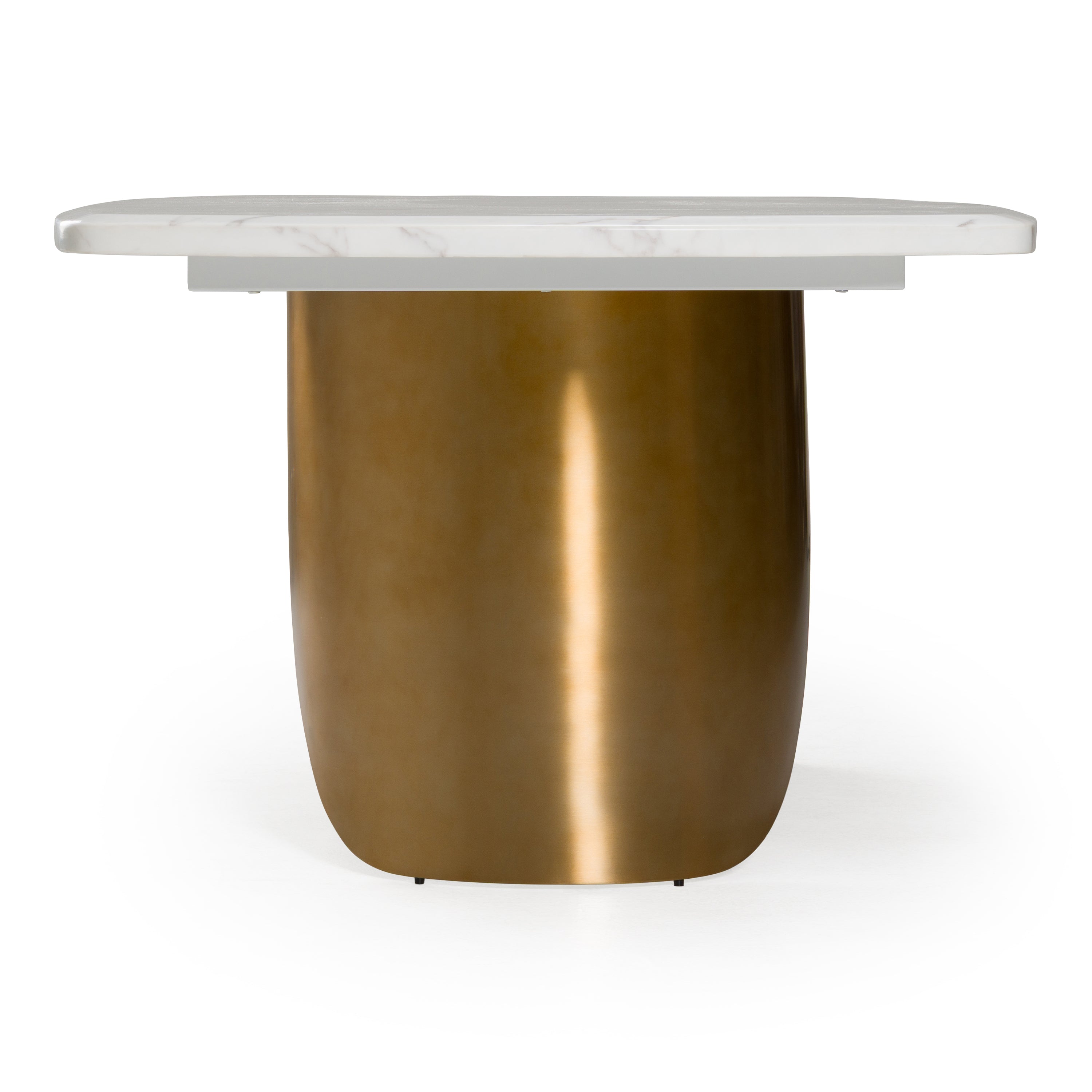 Reynold - Glam Faux Marble + Gold Stainless Steel 94-Inch Dining Table - image 3