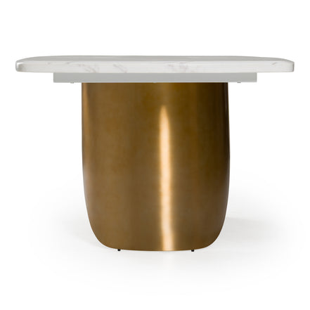 Reynold - Glam Faux Marble + Gold Stainless Steel 94-Inch Dining Table - image 3