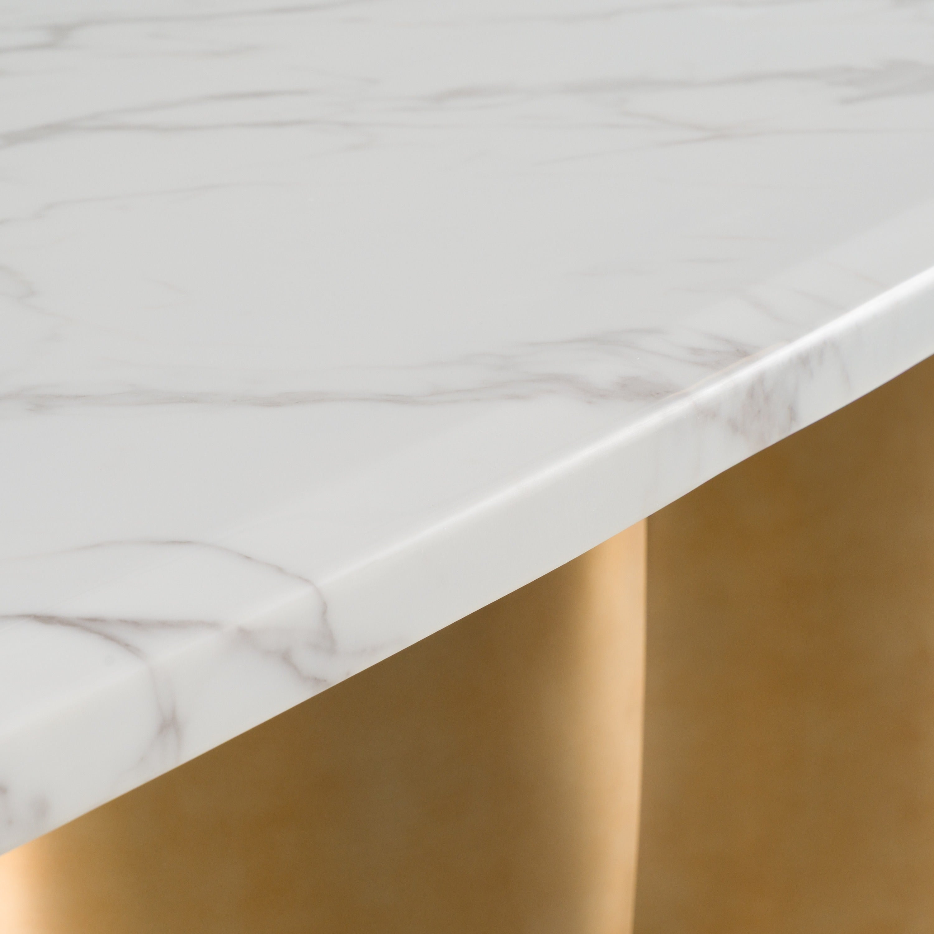Reynold - Glam Faux Marble + Gold Stainless Steel 94-Inch Dining Table - image 4