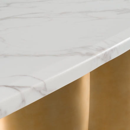 Reynold - Glam Faux Marble + Gold Stainless Steel 94-Inch Dining Table - image 4