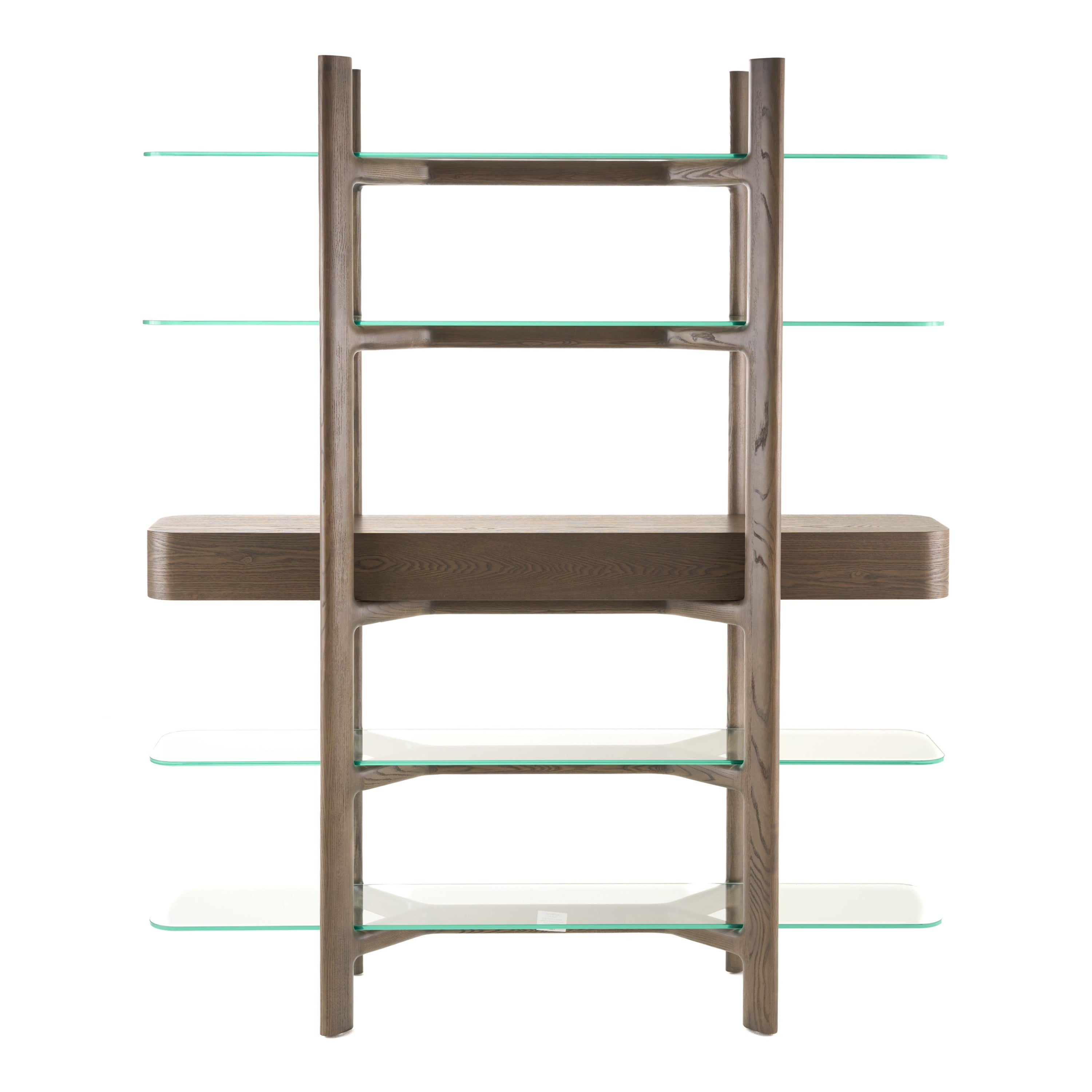 Rinaldi - Mid-Century Modern Grey Ash + Glass Bookshelf - image 5