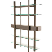 Rinaldi - Mid-Century Modern Grey Ash + Glass Bookshelf