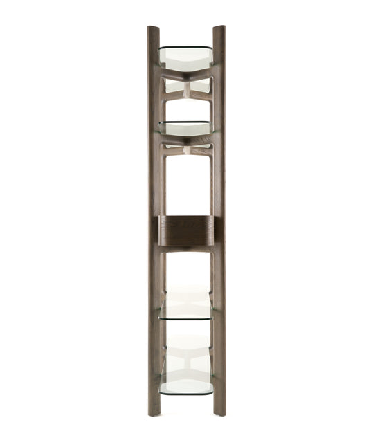 Rinaldi - Mid-Century Modern Grey Ash + Glass Bookshelf - image 2