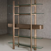 Rinaldi - Mid-Century Modern Grey Ash + Glass Bookshelf - image 4