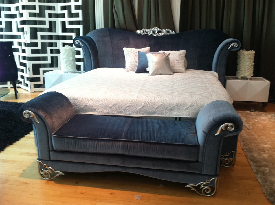 Rita Transitional Velour Fabric Bench - image 2