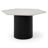 Rivas - Modern White Marble + Black Hex Dining Table