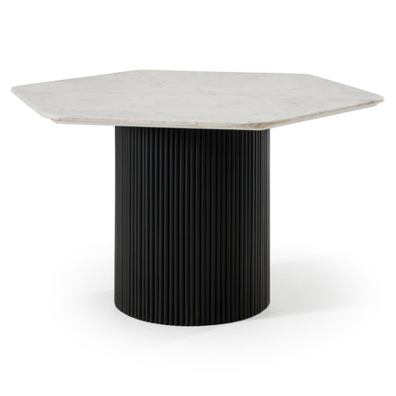 Rivas - Modern White Marble + Black Hex Dining Table