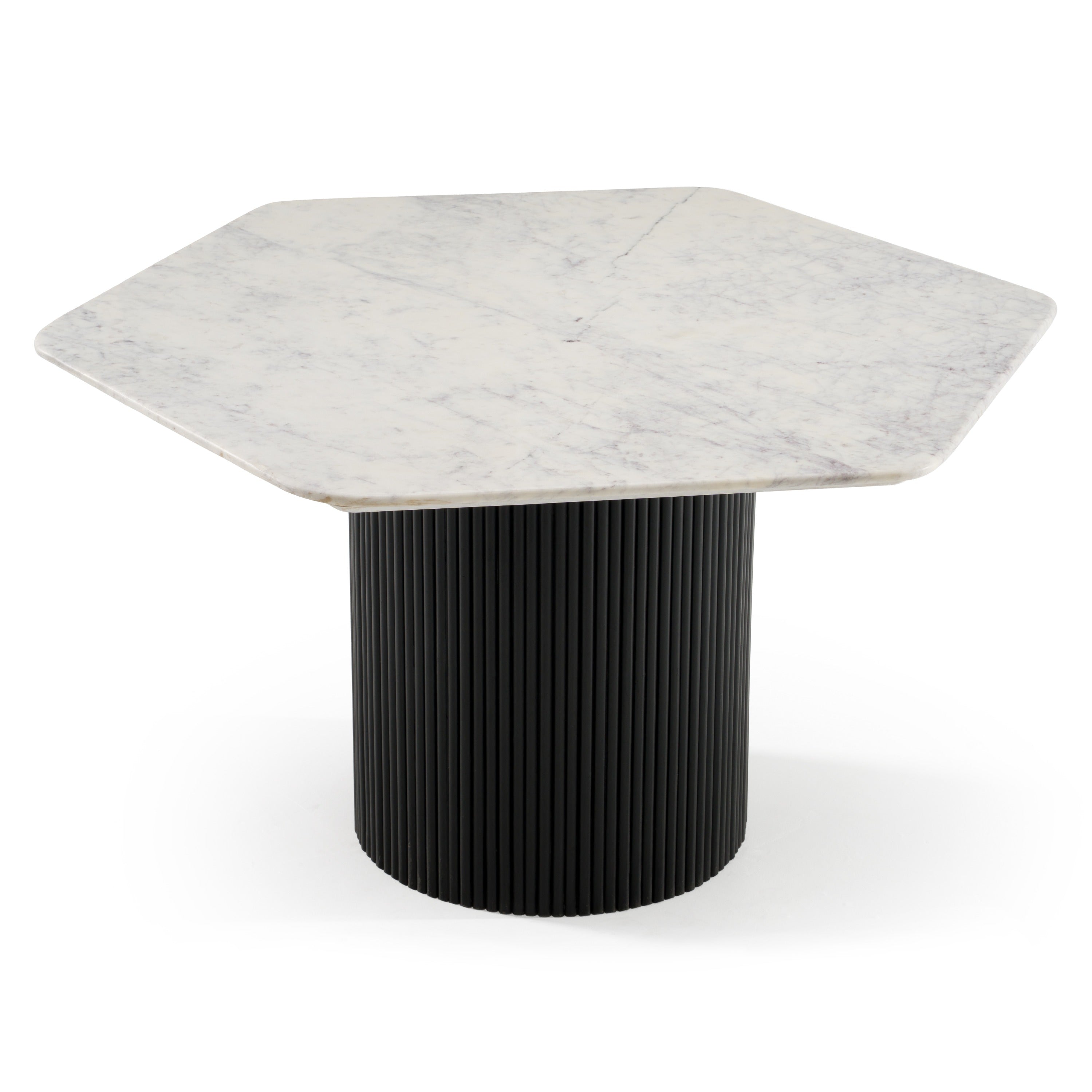 Rivas - Modern White Marble + Black Hex Dining Table - image 2