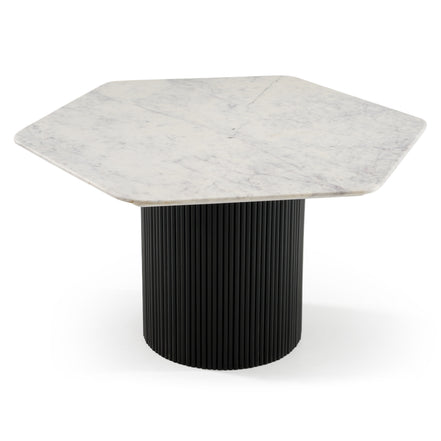 Rivas - Modern White Marble + Black Hex Dining Table - image 2