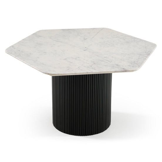 Rivas - Modern White Marble + Black Hex Dining Table - image 2