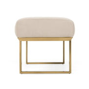 Robles - Modern Beige Fabric + Antique Brass Dining Bench - image 2
