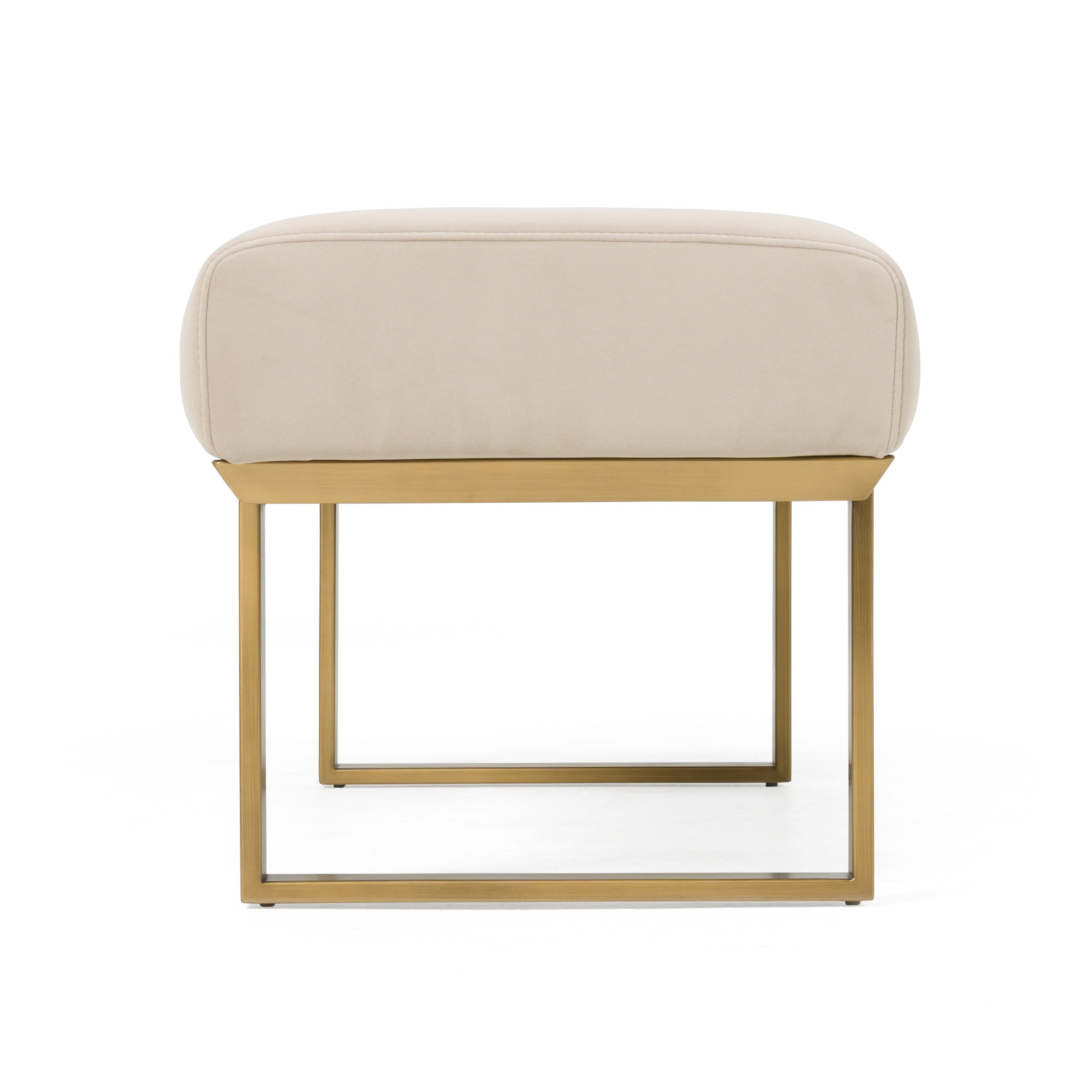 Robles - Modern Beige Fabric + Antique Brass Dining Bench - image 2