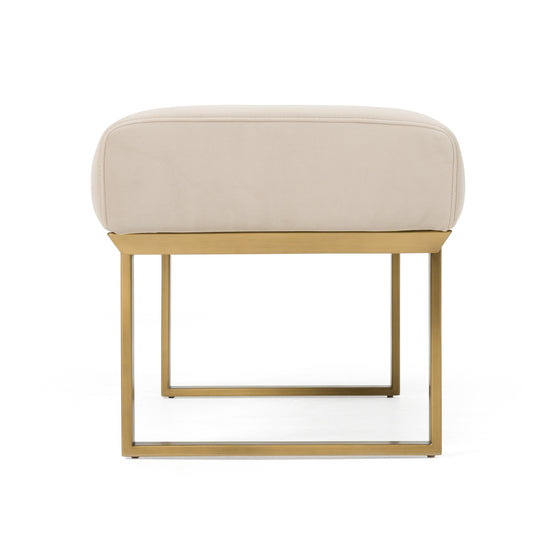 Robles - Modern Beige Fabric + Antique Brass Dining Bench - image 2
