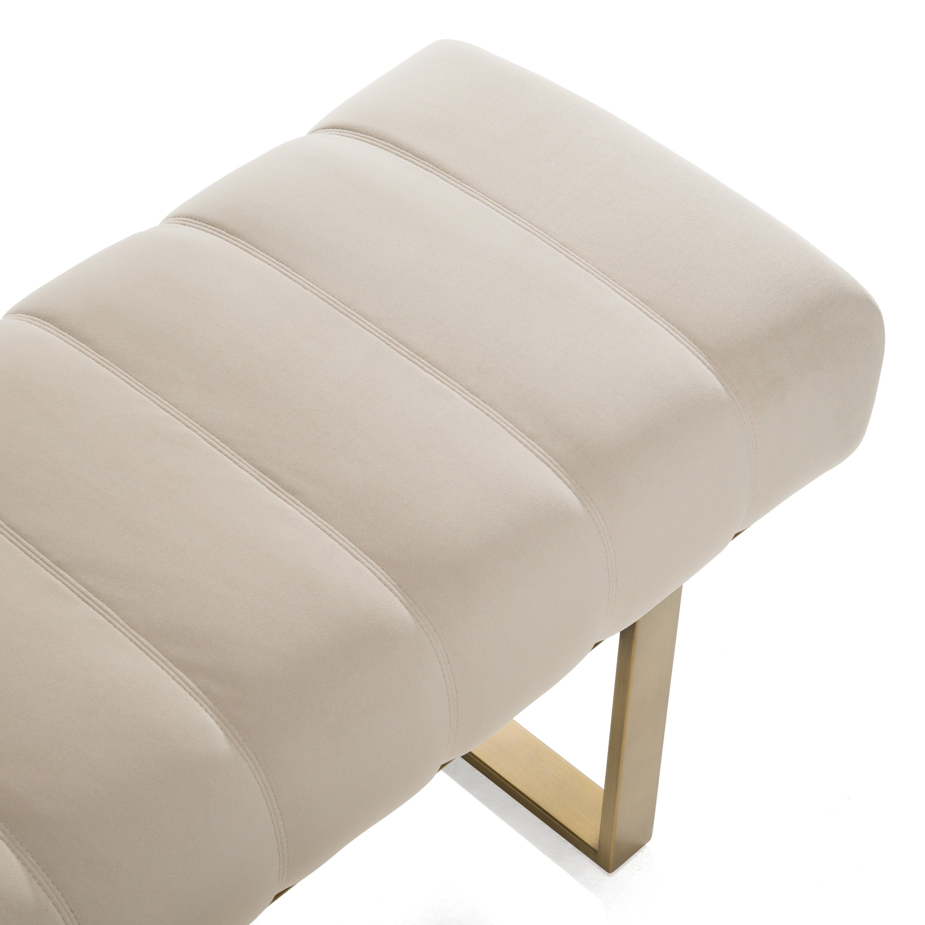 Robles - Modern Beige Fabric + Antique Brass Dining Bench - image 3