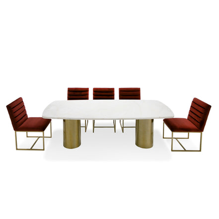 Rocky - Glam White Marble & Brush Gold Large Dining Table - image 2
