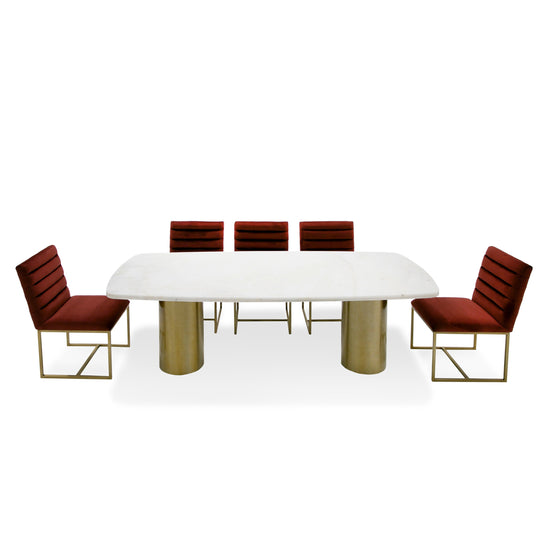 Rocky - Glam White Marble & Brush Gold Large Dining Table - image 2