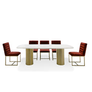 Rocky - Glam White Marble & Brush Gold Large Dining Table - image 3