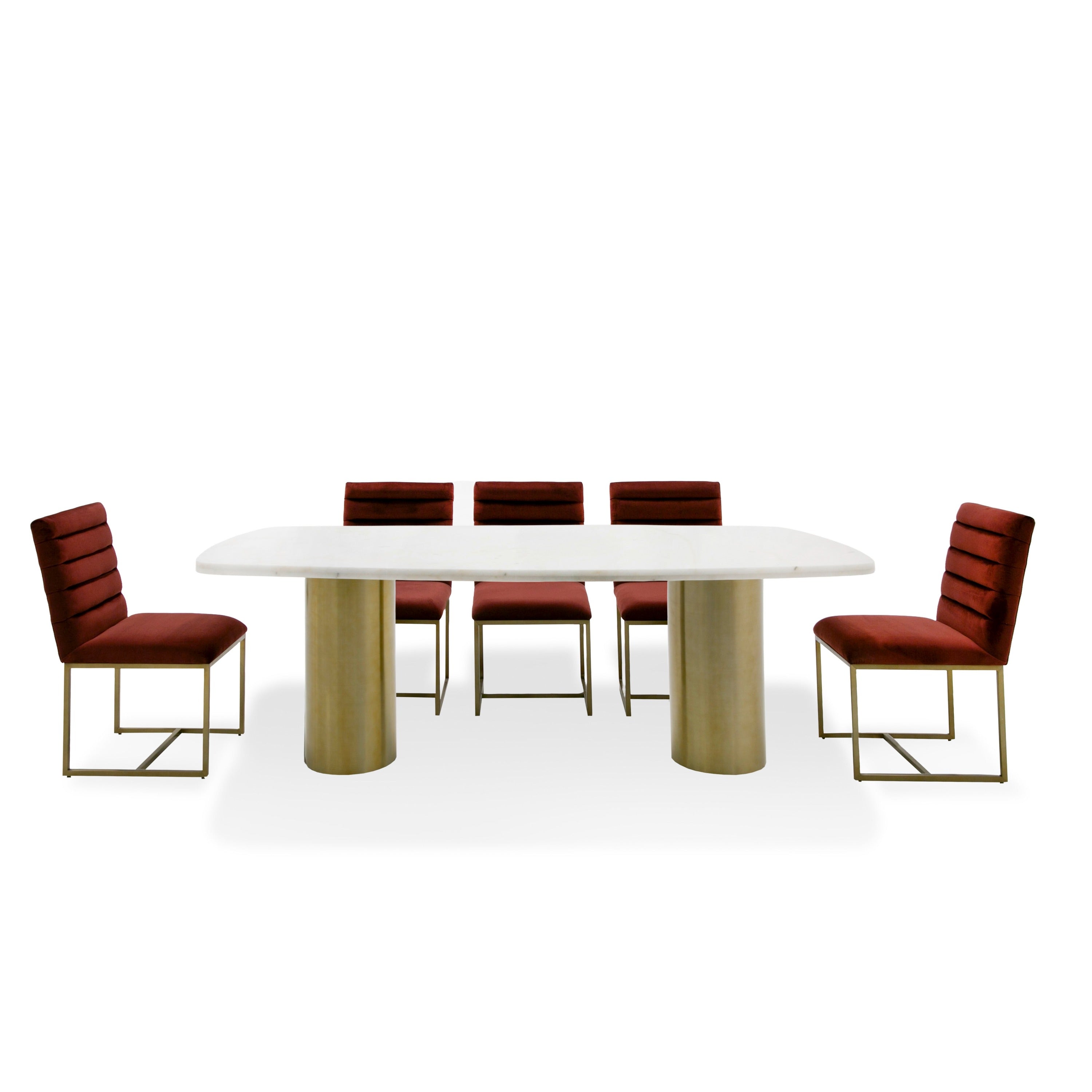 Rocky - Glam White Marble & Brush Gold Large Dining Table - image 3