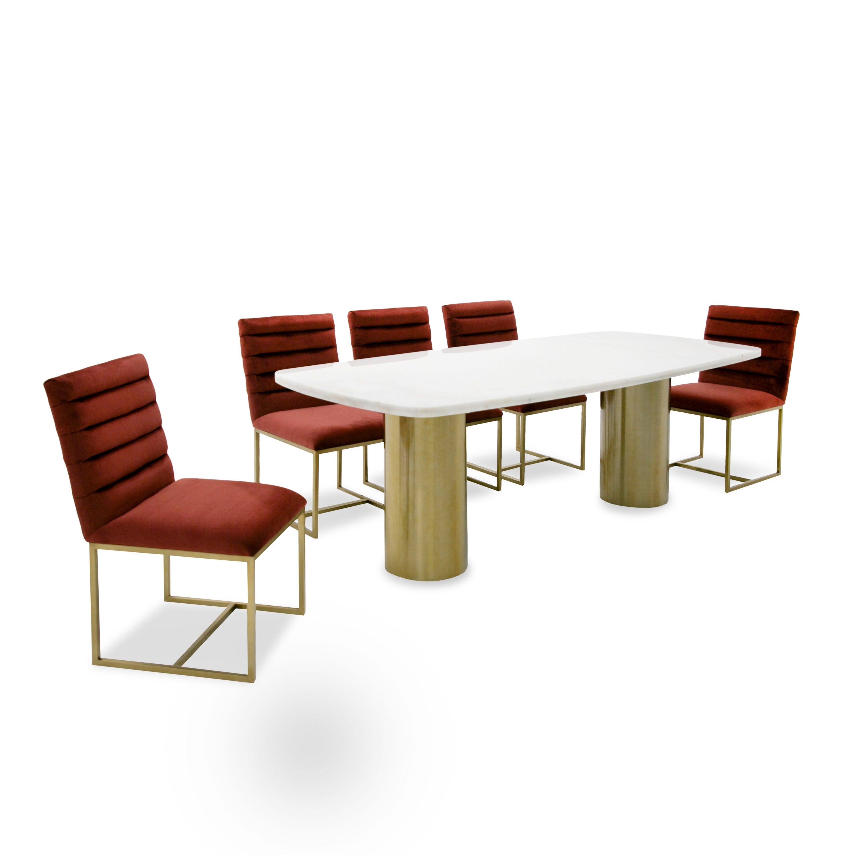 Rocky - Glam White Marble & Brush Gold Large Dining Table - image 5