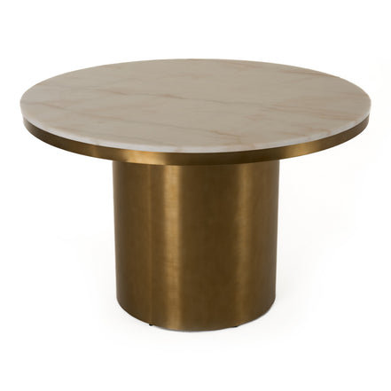 Rocky - Glam White Marble & Brush Gold Round Dining Table - image 4
