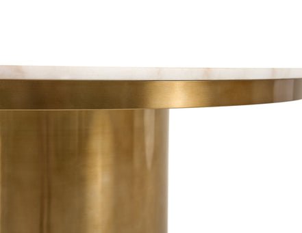 Rocky - Glam White Marble & Brush Gold Round Dining Table - image 2