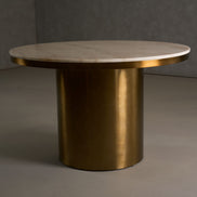 Rocky - Glam White Marble & Brush Gold Round Dining Table - image 3