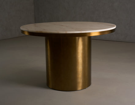Rocky - Glam White Marble & Brush Gold Round Dining Table - image 3