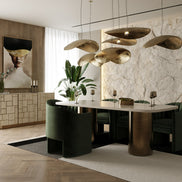 Rocky - Glam White Marble & Brush Gold Large Dining Table