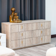 Roma - Modern Faux Travertine + Gold Dresser - image 4