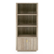 Roma - Modern Faux Travertine + Gold Bookcase