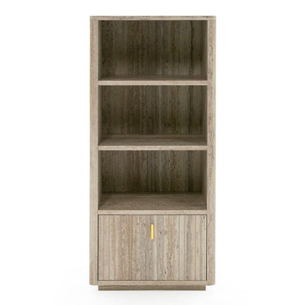 Roma - Modern Faux Travertine + Gold Bookcase