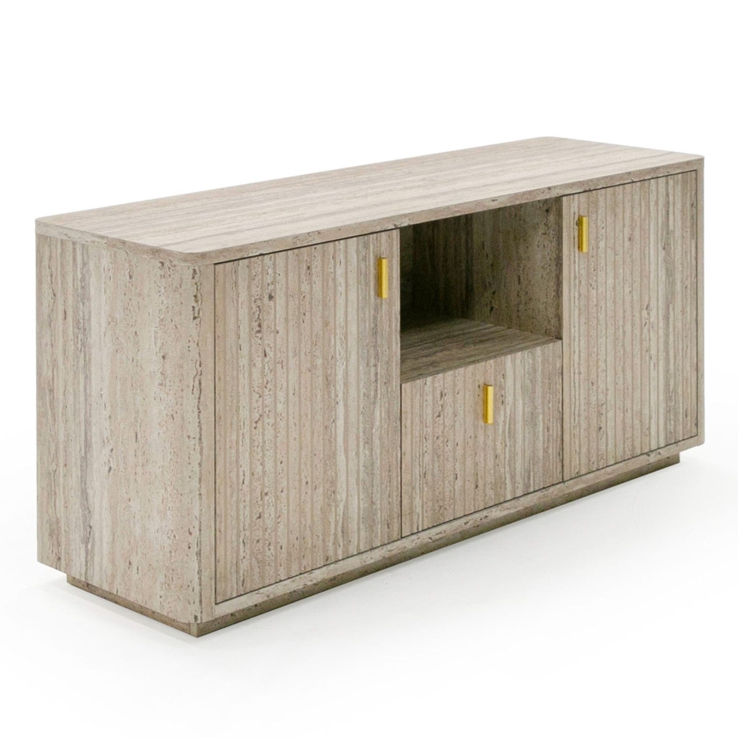 Roma - Modern Faux Travertine + Gold File Cabinet - image 2