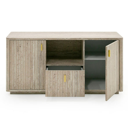 Roma - Modern Faux Travertine + Gold File Cabinet - image 5