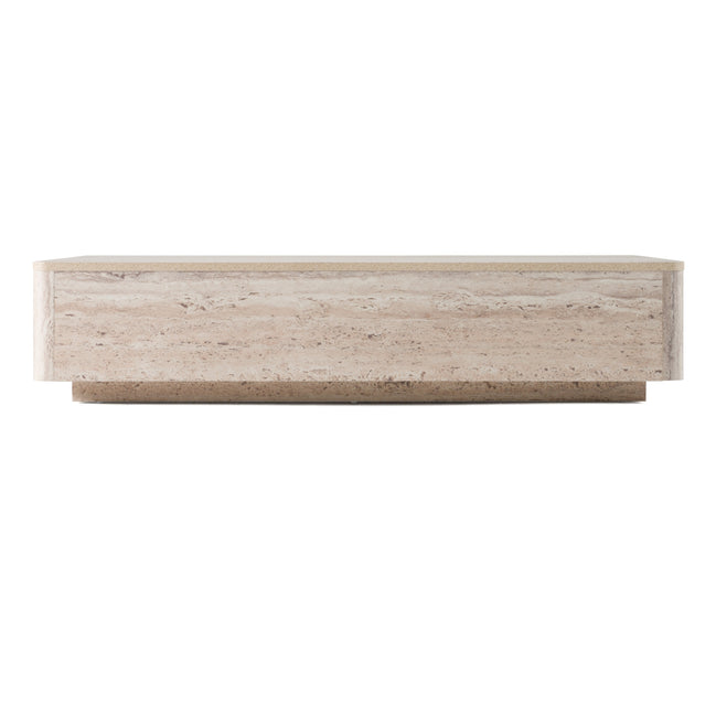Roma - Modern Faux Travertine Rectangular Coffee Table