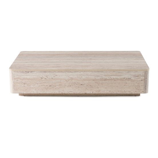 Roma - Modern Faux Travertine Rectangular Coffee Table - image 2