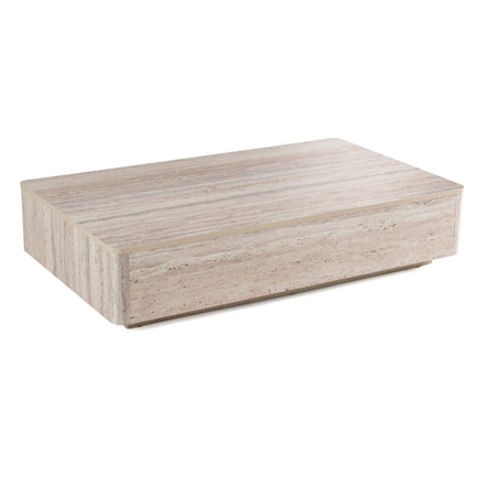 Roma - Modern Faux Travertine Rectangular Coffee Table - image 3