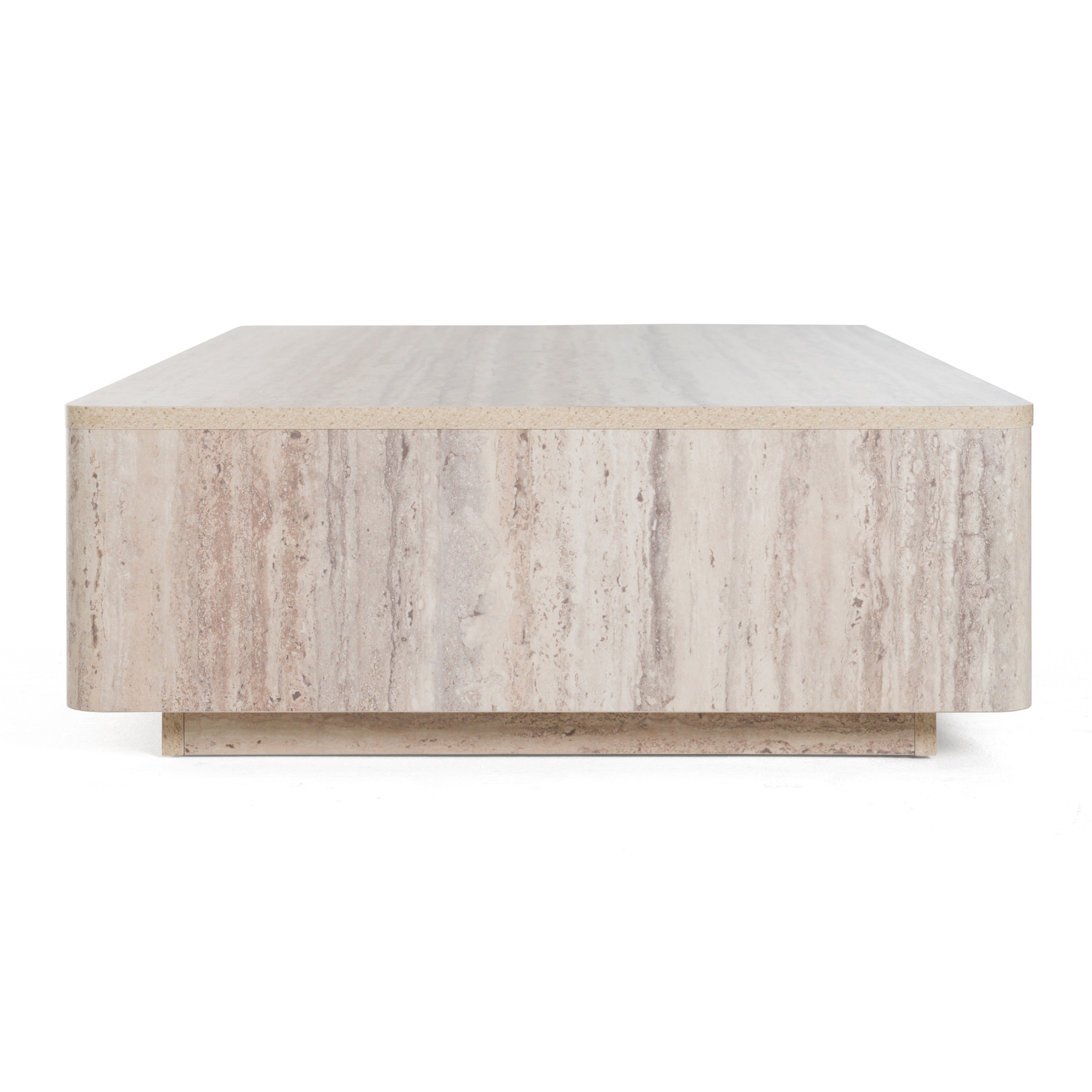 Roma - Modern Faux Travertine Rectangular Coffee Table - image 4