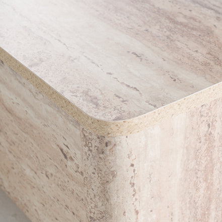 Roma - Modern Faux Travertine Rectangular Coffee Table - image 5