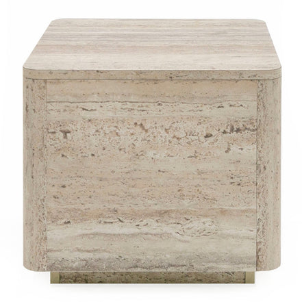 Roma - Modern Faux Travertine Square End Table - image 3