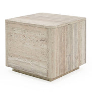 Roma - Modern Faux Travertine Square End Table - image 2