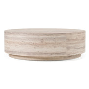 Roma - Modern Faux Travertine Round Coffee Table