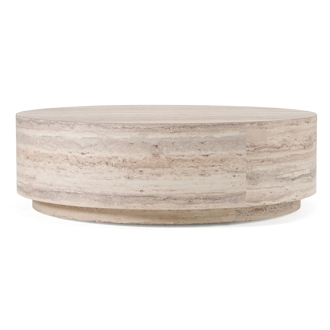 Roma - Modern Faux Travertine Round Coffee Table