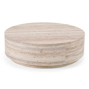 Roma - Modern Faux Travertine Round Coffee Table - image 2