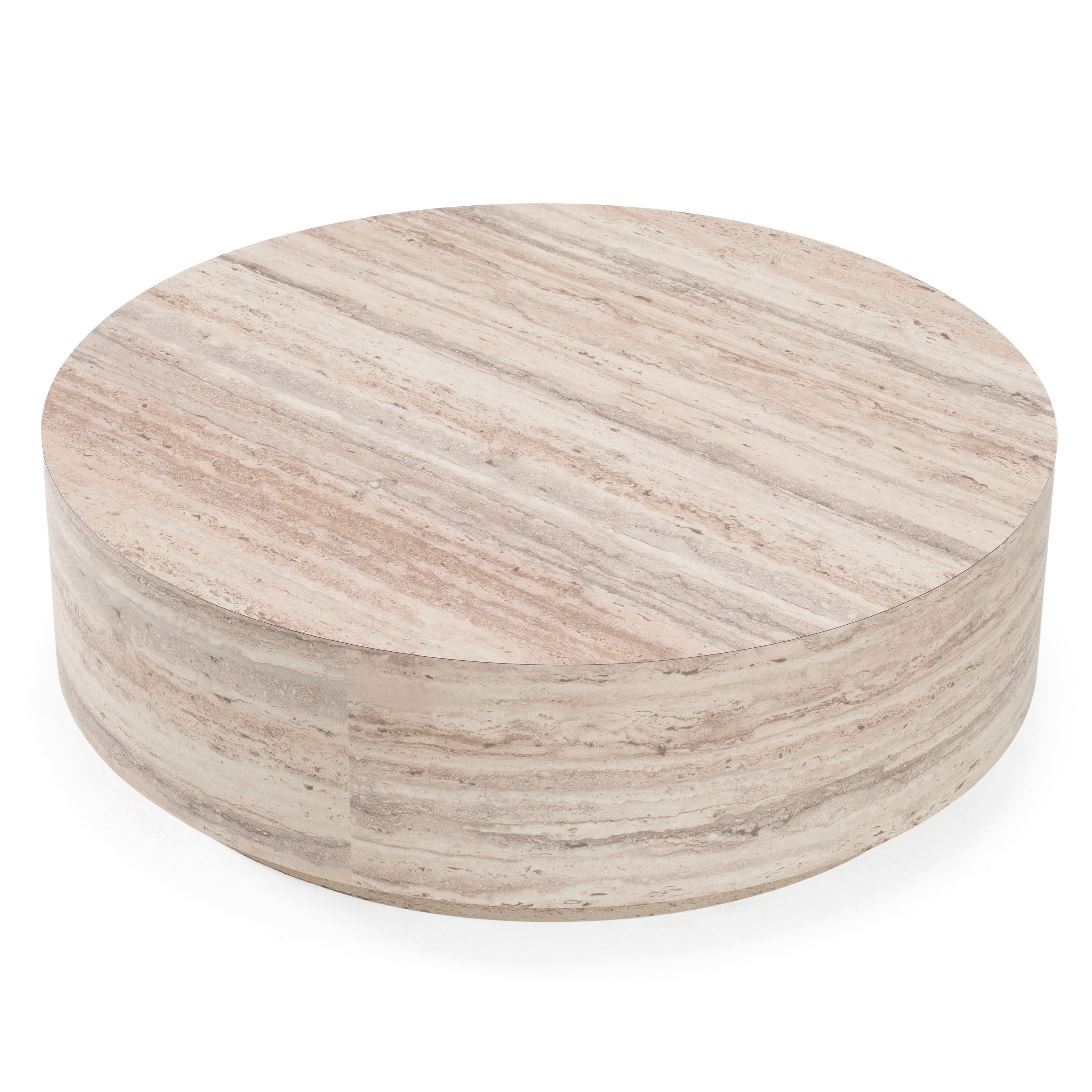 Roma - Modern Faux Travertine Round Coffee Table - image 3
