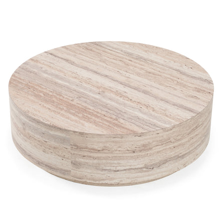 Roma - Modern Faux Travertine Round Coffee Table - image 3