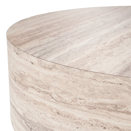 Roma - Modern Faux Travertine Round Coffee Table - image 4
