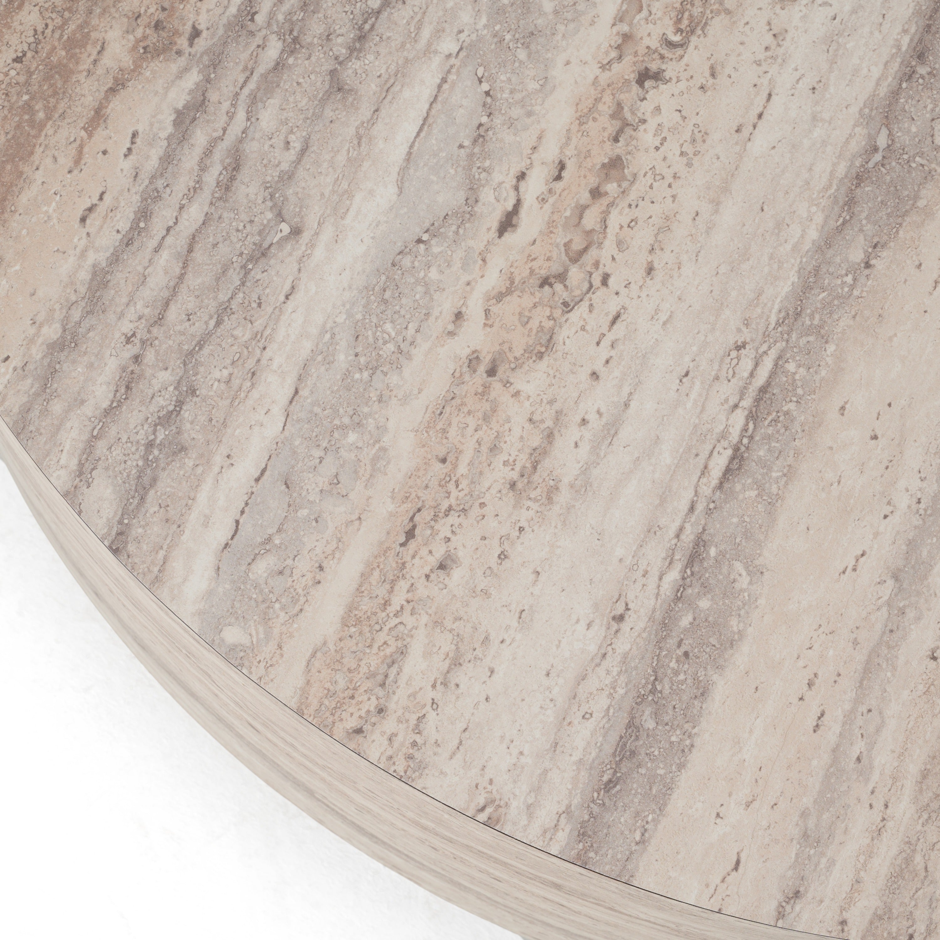 Roma - Modern Faux Travertine Round Coffee Table - image 5